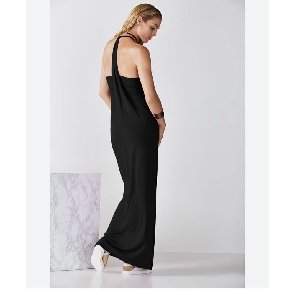 Fabletics Neema black open back maxi dress sleeveless Grecian S